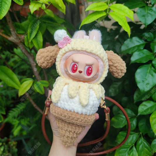 kawaiies-softtoys-plushies-kawaii-plush-Handmade Vanilla Ice Cream Cone Labubu Outfit Accessories 