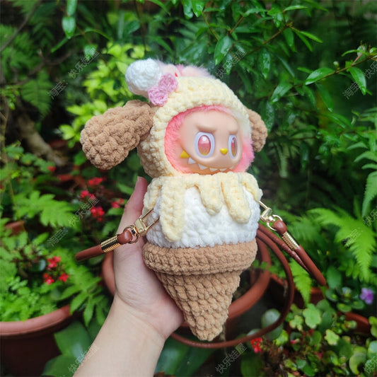 kawaiies-softtoys-plushies-kawaii-plush-Handmade Vanilla Ice Cream Cone Labubu Outfit Accessories 