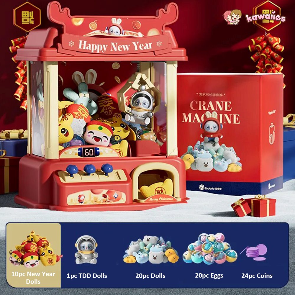 kawaiies-softtoys-plushies-kawaii-plush-Happy New Year Panda Bear Mini Claw Machine | NEW Toys Claw Machine +51pc 
