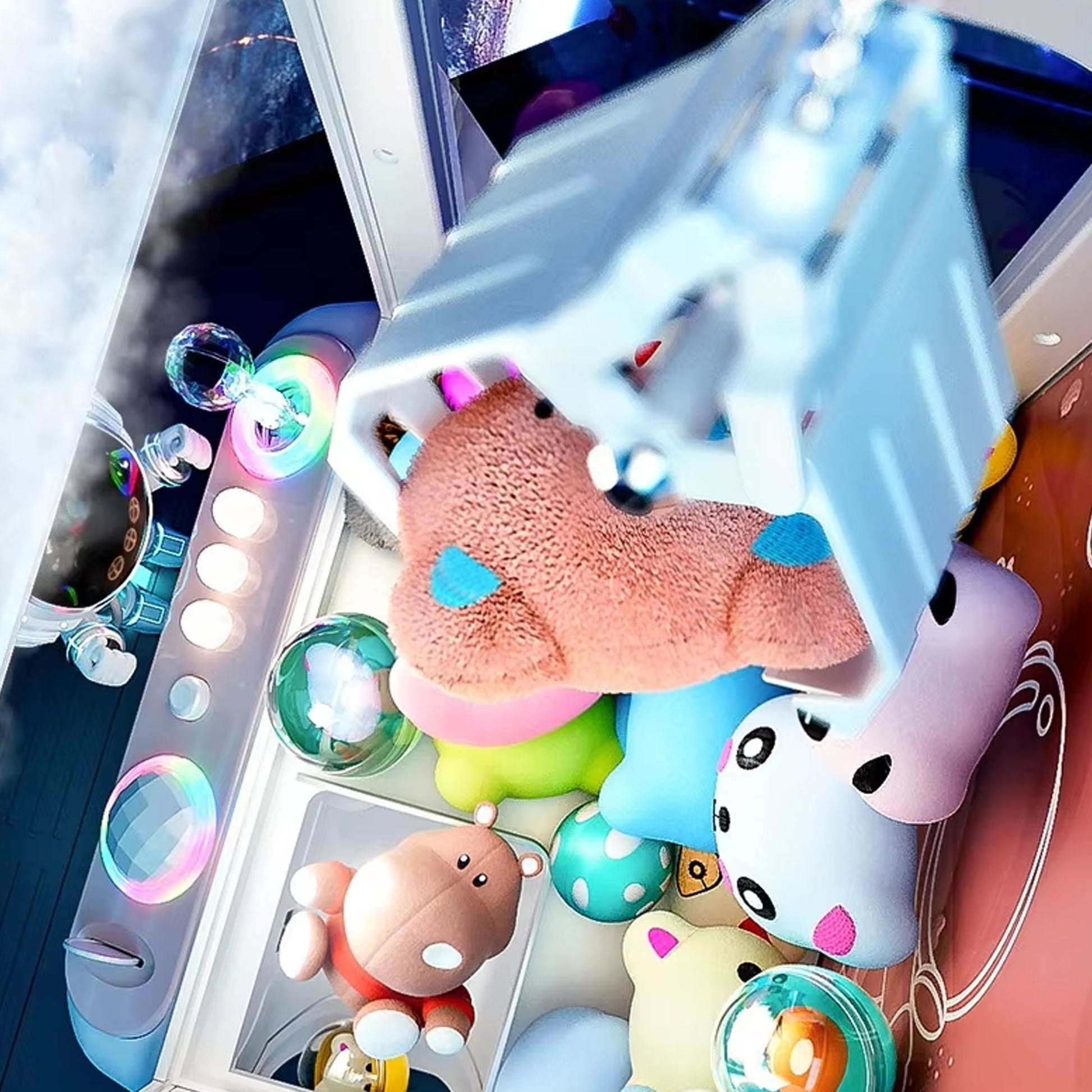 kawaiies-softtoys-plushies-kawaii-plush-Happy Pink Brown Bear Advanced Mini Claw Machine Toy Toys 