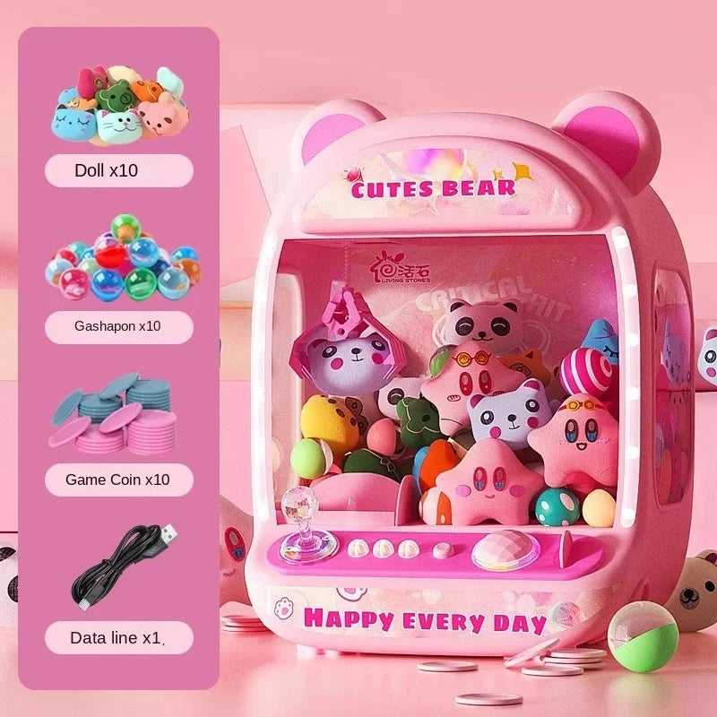 kawaiies-softtoys-plushies-kawaii-plush-Happy Pink Brown Bear Advanced Mini Claw Machine Toy Toys Pink 