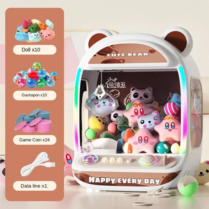 kawaiies-softtoys-plushies-kawaii-plush-Happy Pink Brown Bear Advanced Mini Claw Machine Toy Toys White 