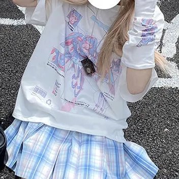 kawaiies-softtoys-plushies-kawaii-plush-Harajuku Anime Purple E-Girl Anime Tee with Arm Warmers Tops 