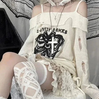 kawaiies-softtoys-plushies-kawaii-plush-Harajuku Insomnia Gothic Knitted Pullovers Women Apparel 