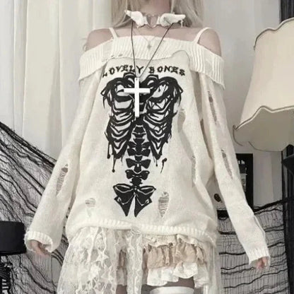 kawaiies-softtoys-plushies-kawaii-plush-Harajuku Insomnia Gothic Knitted Pullovers Women Apparel S 