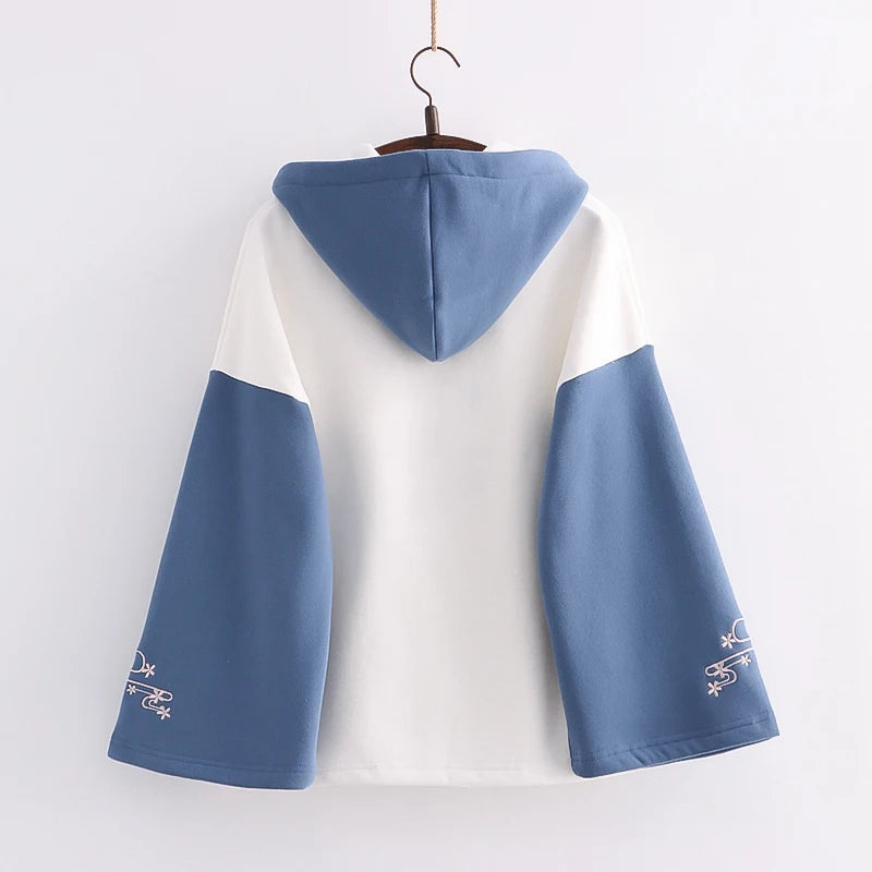 kawaiies-softtoys-plushies-kawaii-plush-Harajuku Moon Sakura Blue Pink Loose Women's Hoodie Hoodies 