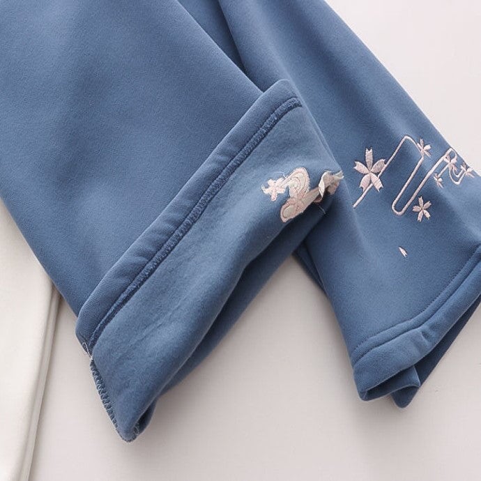 kawaiies-softtoys-plushies-kawaii-plush-Harajuku Moon Sakura Blue Pink Loose Women's Hoodie Hoodies 