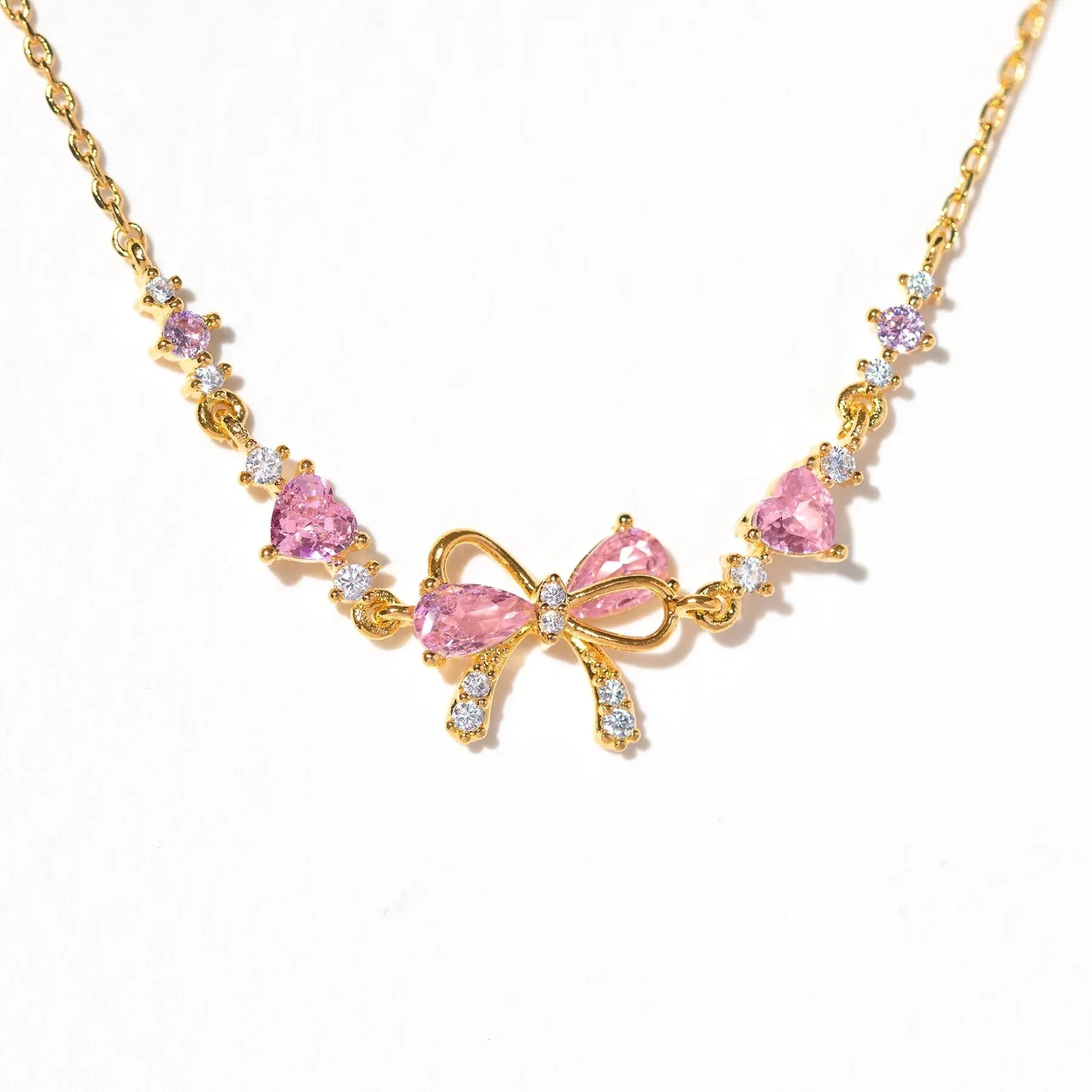 kawaiies-softtoys-plushies-kawaii-plush-Hearty Pink & Gold Bow Bracelet Jewelry Gold 