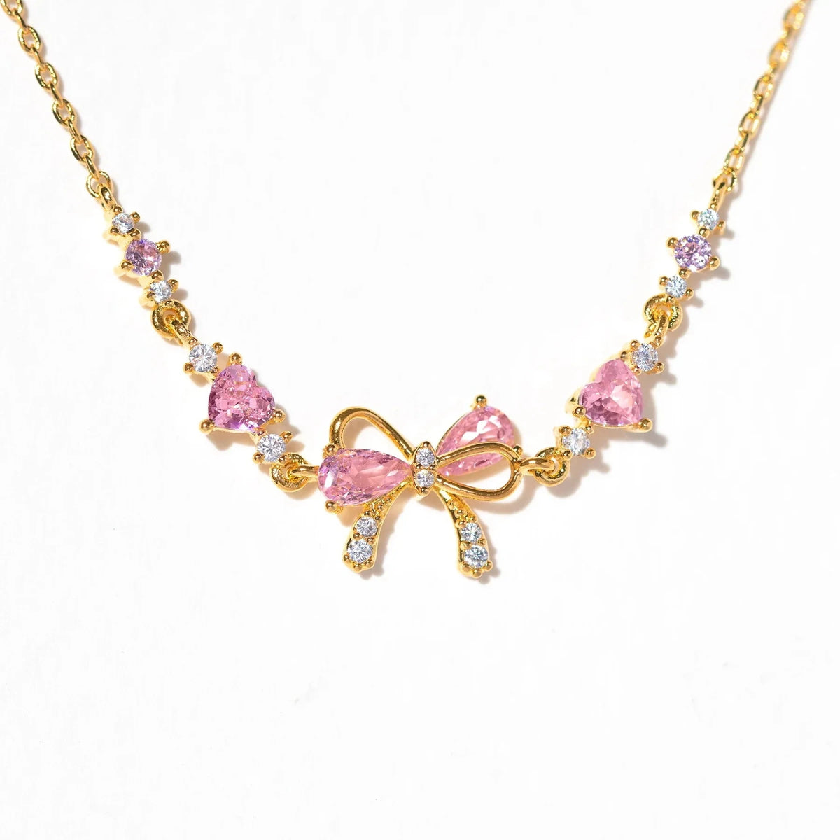 kawaiies-softtoys-plushies-kawaii-plush-Hearty Pink & Gold Bow Bracelet Jewelry Gold 
