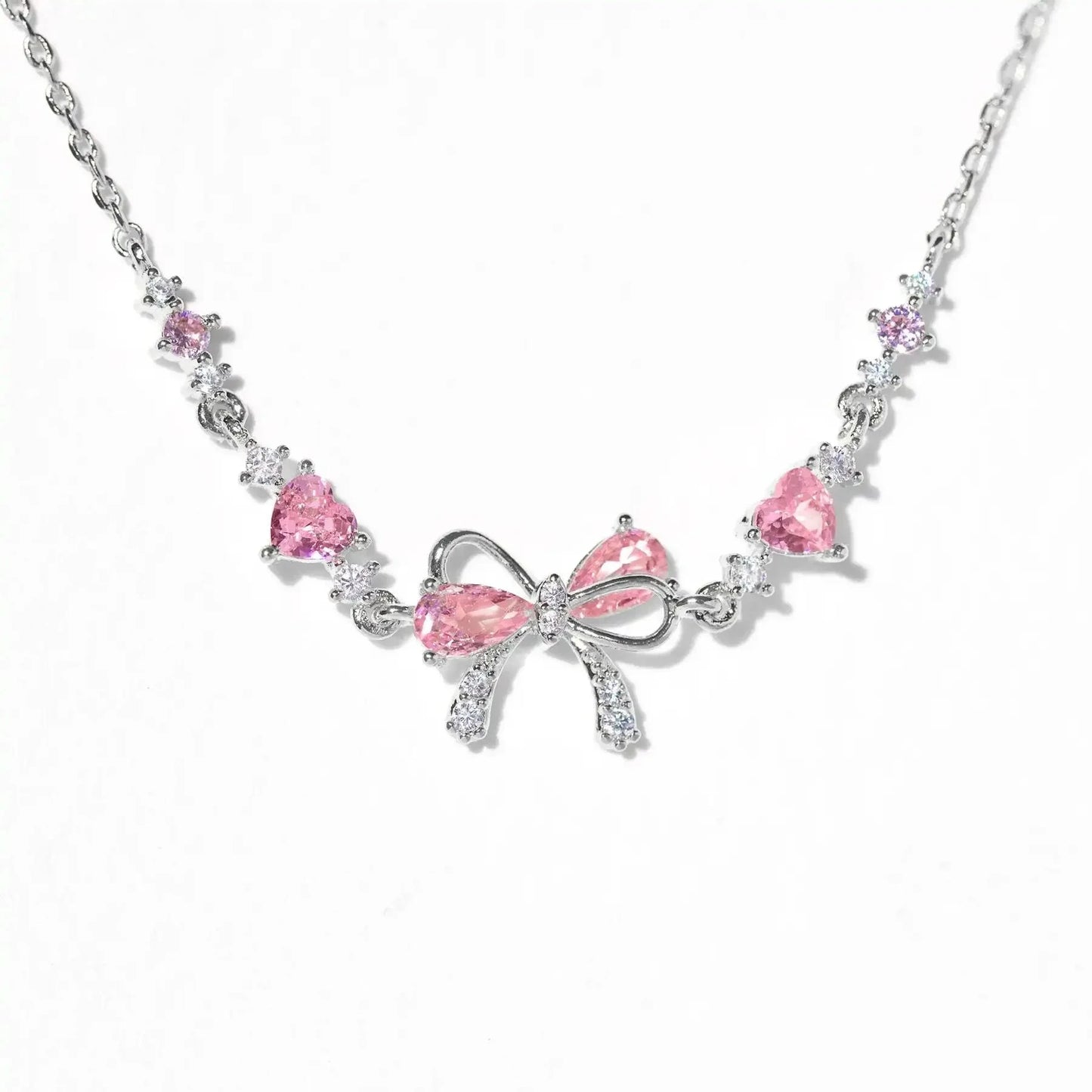 kawaiies-softtoys-plushies-kawaii-plush-Hearty Pink & Gold Bow Bracelet Jewelry Silver 