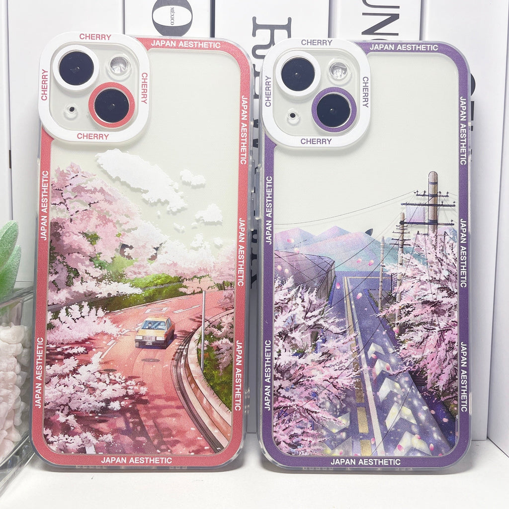 kawaiies-softtoys-plushies-kawaii-plush-Japanese Aesthetic Cherry Blossom Highway iPhone Case Accessories 