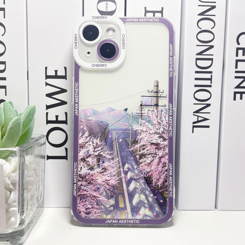 kawaiies-softtoys-plushies-kawaii-plush-Japanese Aesthetic Cherry Blossom Highway iPhone Case Accessories Purple iPhone 7 8 SE2 