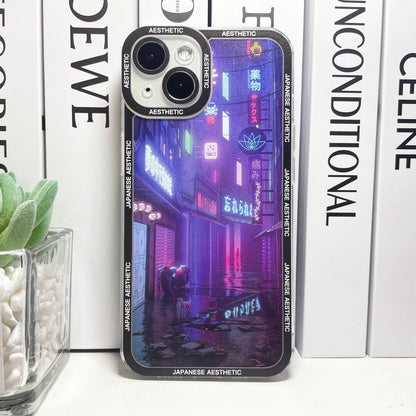 kawaiies-softtoys-plushies-kawaii-plush-Japanese Aesthetic Tokyo Neon Lights Purple Hues iPhone Case Accessories Alleyway iPhone X XS 
