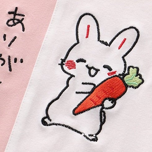 kawaiies-softtoys-plushies-kawaii-plush-Japanese Bunny Carrot Loose Short-Sleeve Tee Apparel 