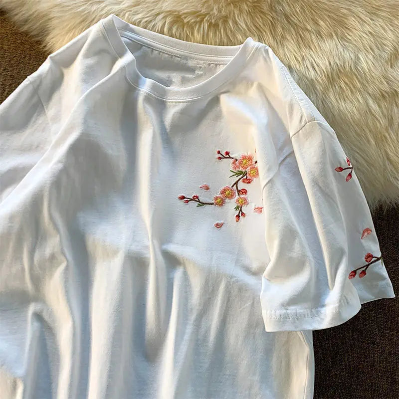 kawaiies-softtoys-plushies-kawaii-plush-Japanese Cherry Blossoms Embroidery Tee Apparel 
