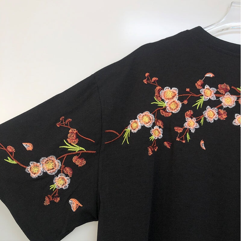 kawaiies-softtoys-plushies-kawaii-plush-Japanese Cherry Blossoms Embroidery Tee Apparel 