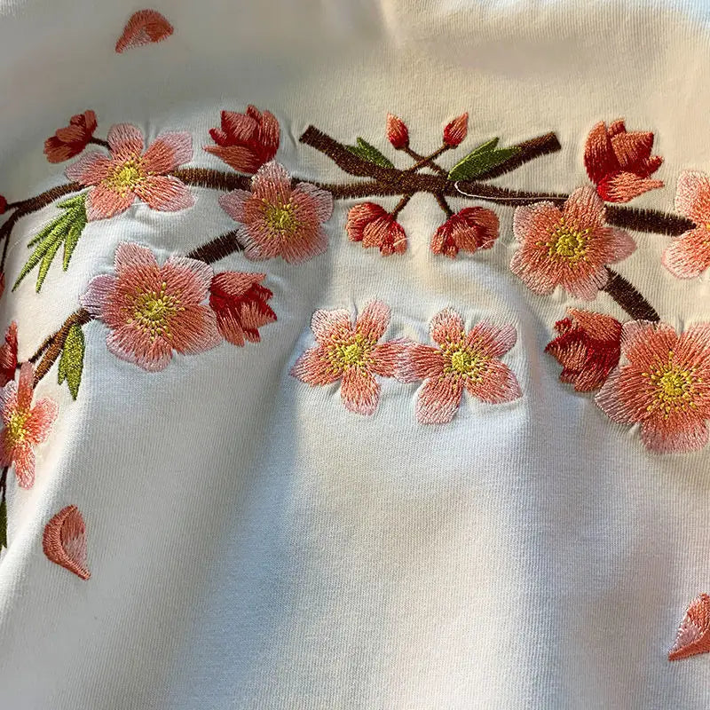 kawaiies-softtoys-plushies-kawaii-plush-Japanese Cherry Blossoms Embroidery Tee Apparel 