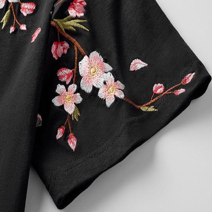 kawaiies-softtoys-plushies-kawaii-plush-Japanese Cherry Blossoms Embroidery Tee Apparel 