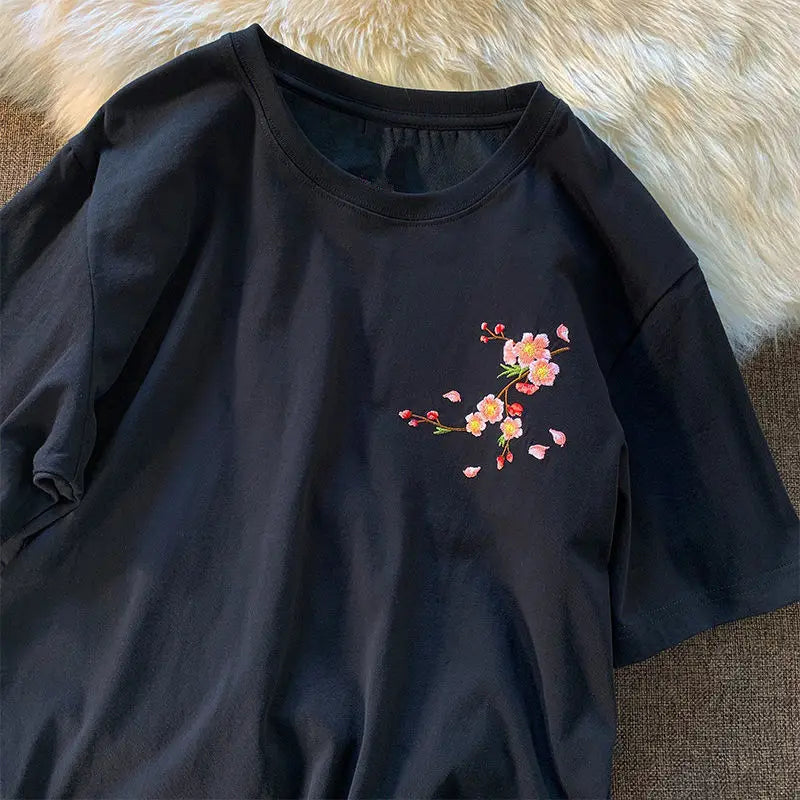 kawaiies-softtoys-plushies-kawaii-plush-Japanese Cherry Blossoms Embroidery Tee Apparel 