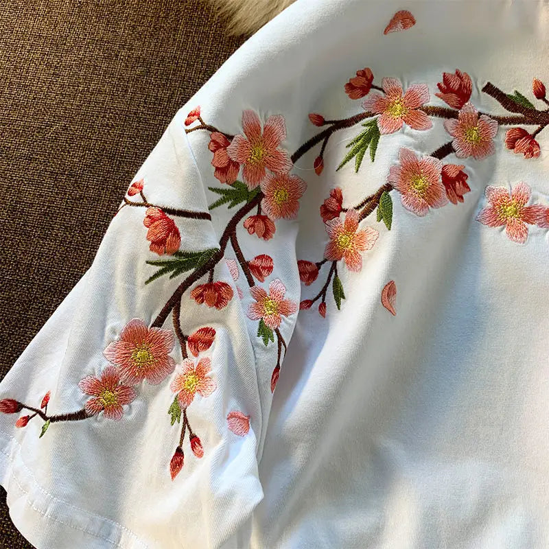 kawaiies-softtoys-plushies-kawaii-plush-Japanese Cherry Blossoms Embroidery Tee Apparel 