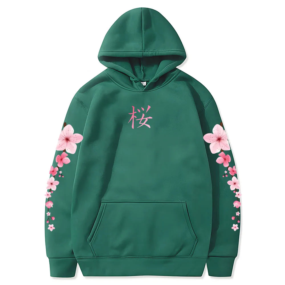 kawaiies-softtoys-plushies-kawaii-plush-Japanese Cherry Sakura Hoodies Long Sleeve Hoodies Green XS 