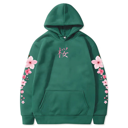kawaiies-softtoys-plushies-kawaii-plush-Japanese Cherry Sakura Hoodies Long Sleeve Hoodies Green XS 