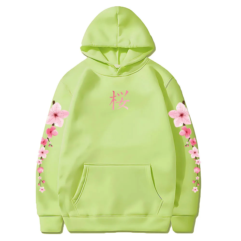 kawaiies-softtoys-plushies-kawaii-plush-Japanese Cherry Sakura Hoodies Long Sleeve Hoodies Lime XS 