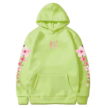 kawaiies-softtoys-plushies-kawaii-plush-Japanese Cherry Sakura Hoodies Long Sleeve Hoodies Lime XS 