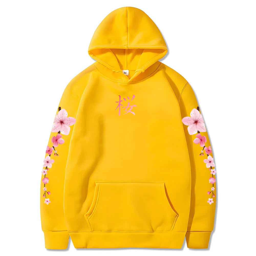 kawaiies-softtoys-plushies-kawaii-plush-Japanese Cherry Sakura Hoodies Long Sleeve Hoodies Yellow XS 