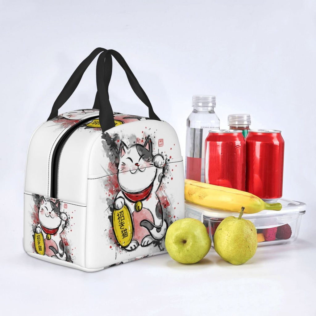 kawaiies-softtoys-plushies-kawaii-plush-Japanese Fortune Cat Lunch Bag Set Bag 