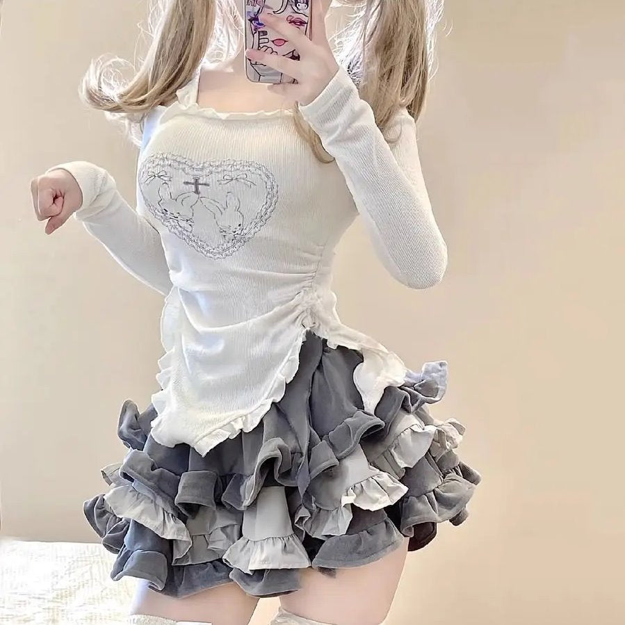 BunnyBunnyGun - Harajuku Dog Print Mini Skirt Kawaii Street Style