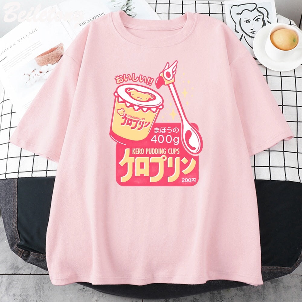 kawaiies-softtoys-plushies-kawaii-plush-Japanese Kero Caramel Pudding Tee Apparel Pink XS 