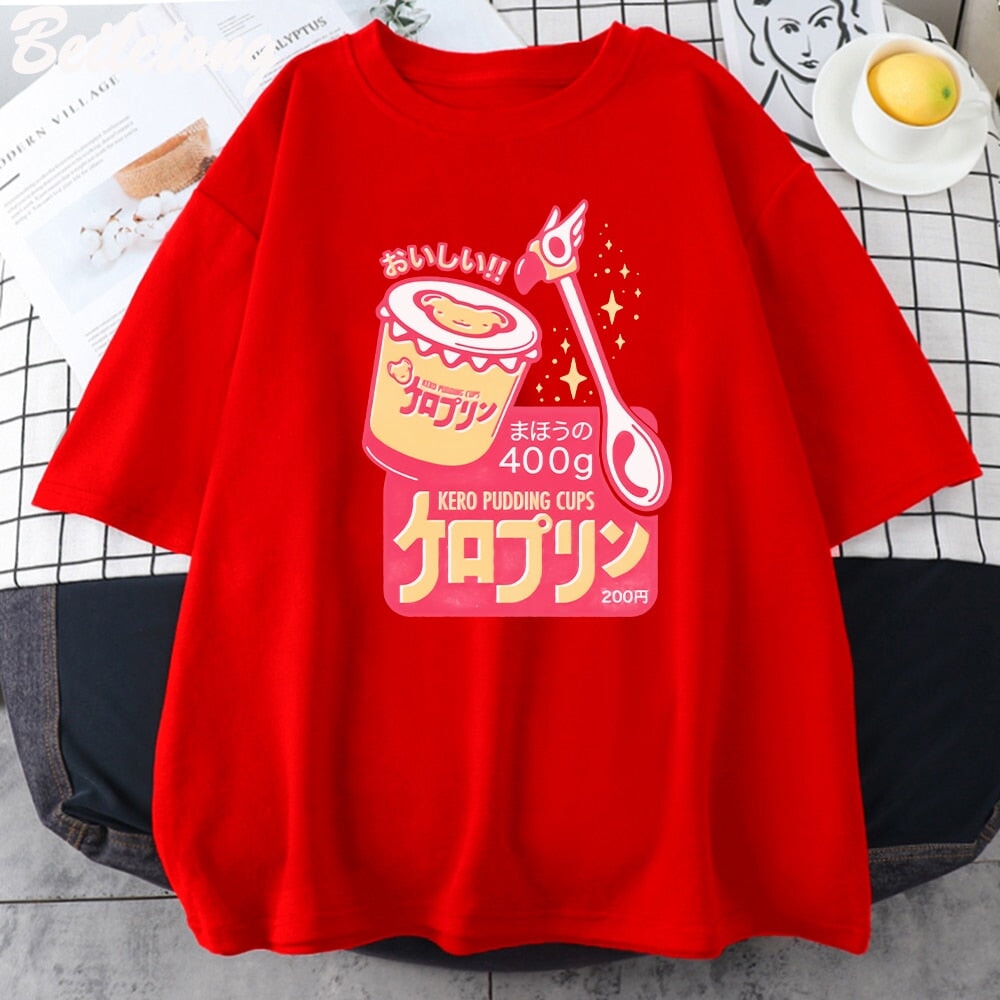 kawaiies-softtoys-plushies-kawaii-plush-Japanese Kero Caramel Pudding Tee Apparel Red XS 