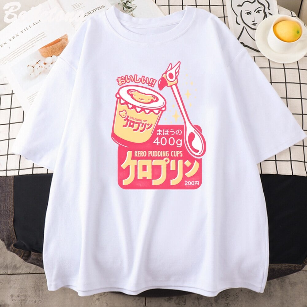 kawaiies-softtoys-plushies-kawaii-plush-Japanese Kero Caramel Pudding Tee Apparel White XS 