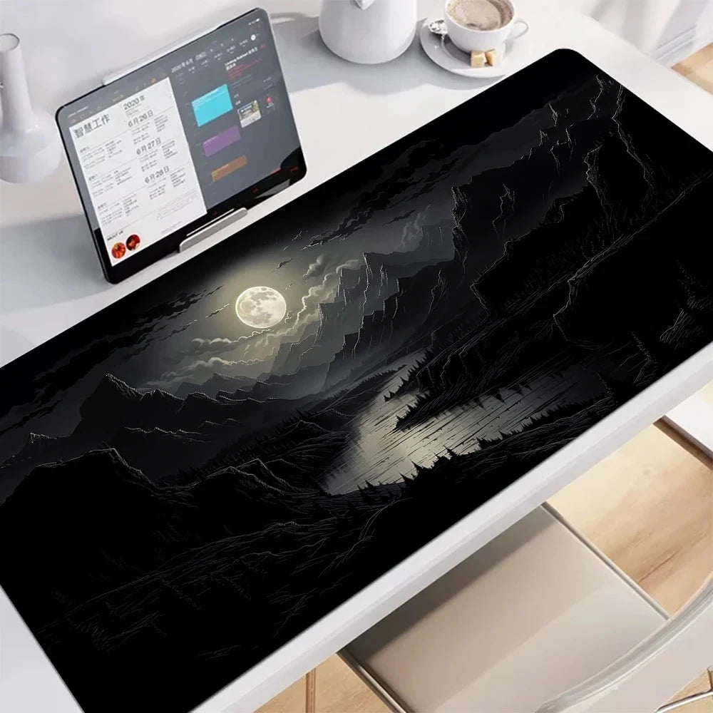 kawaiies-softtoys-plushies-kawaii-plush-Japanese Pagoda Traditional Ink Mouse Pad Mouse Pads Glowing Moon 60 x 30cm 
