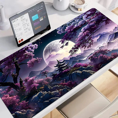 kawaiies-softtoys-plushies-kawaii-plush-Japanese Pagoda Traditional Ink Mouse Pad Mouse Pads Purple Pagoda 60 x 30cm 