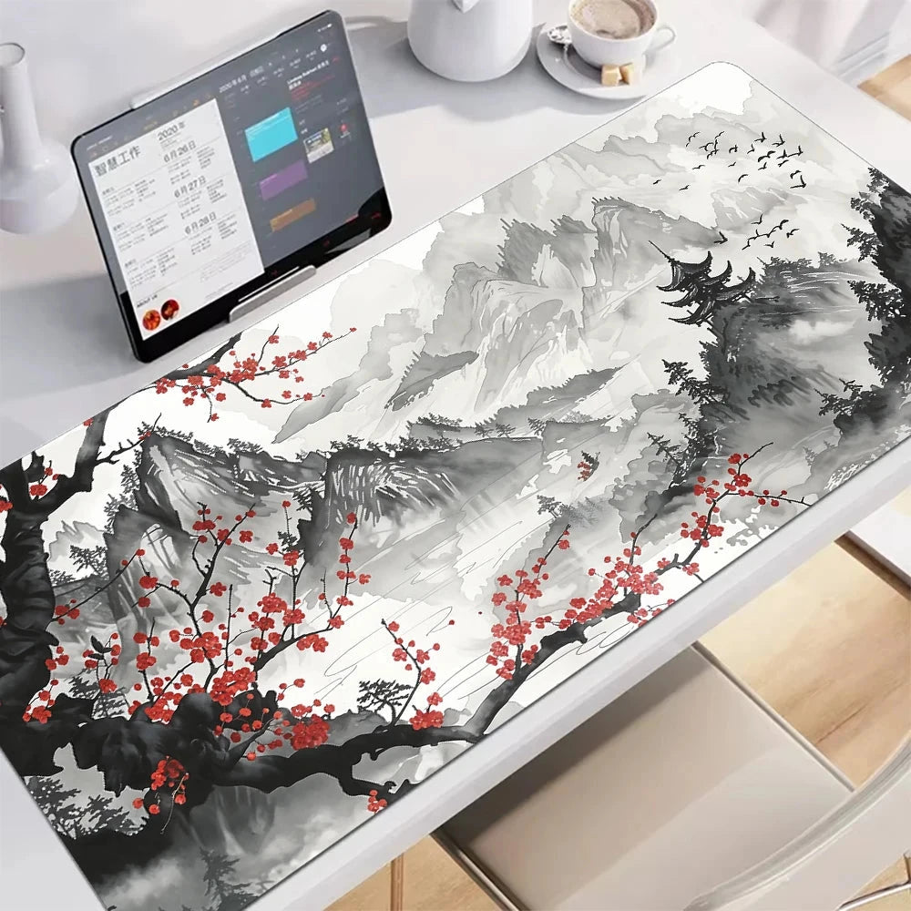kawaiies-softtoys-plushies-kawaii-plush-Japanese Pagoda Traditional Ink Mouse Pad Mouse Pads Sakura Mountain 60 x 30cm 