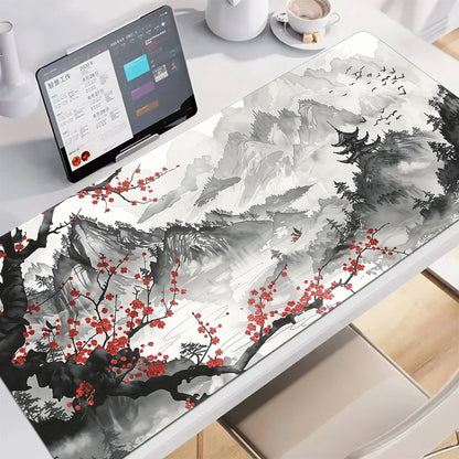 kawaiies-softtoys-plushies-kawaii-plush-Japanese Pagoda Traditional Ink Mouse Pad Mouse Pads Sakura Mountain 60 x 30cm 