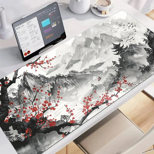 kawaiies-softtoys-plushies-kawaii-plush-Japanese Pagoda Traditional Ink Mouse Pad Mouse Pads Sakura Mountain 60 x 30cm 