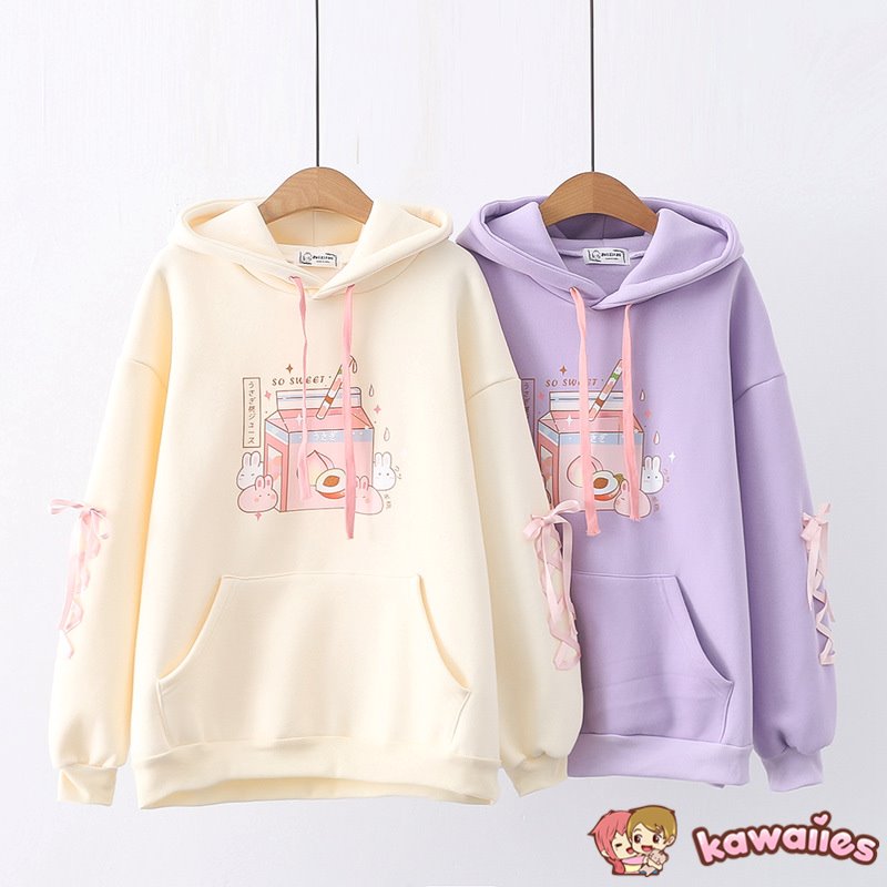 kawaiies-softtoys-plushies-kawaii-plush-Japanese Peach Milk Carton Bunnies Fleece Hoodies | NEW Hoodies 