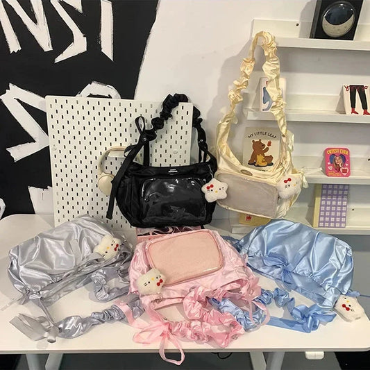 kawaiies-softtoys-plushies-kawaii-plush-Japanese Satin Handbag with Ruffled Shoulder Straps Bags 
