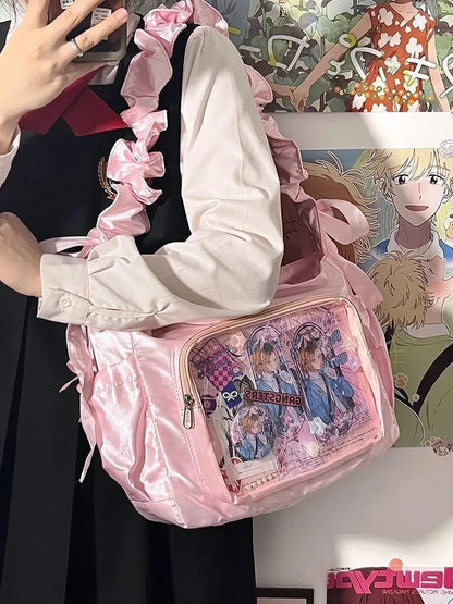 kawaiies-softtoys-plushies-kawaii-plush-Japanese Satin Handbag with Ruffled Shoulder Straps Bags 
