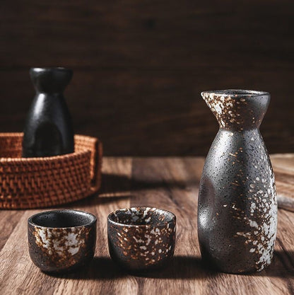 kawaiies-softtoys-plushies-kawaii-plush-Japanese-theme Stone Ceramic Sake Set 5-Piece Cup Collection Home Decor 