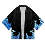kawaiies-softtoys-plushies-kawaii-plush-Japanese-themed Black Koi Waves Unisex Kimono Kimono 