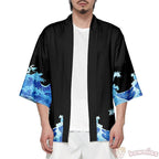 kawaiies-softtoys-plushies-kawaii-plush-Japanese-themed Black Koi Waves Unisex Kimono Kimono 