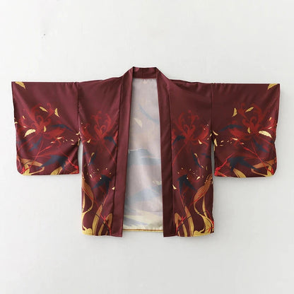 kawaiies-softtoys-plushies-kawaii-plush-Japanese-themed Black Red Crows Unisex Kimono Kimono 