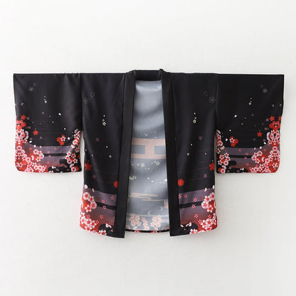 kawaiies-softtoys-plushies-kawaii-plush-Japanese-themed Black Red Fox Snake Shrine Women's Kimono Kimono 