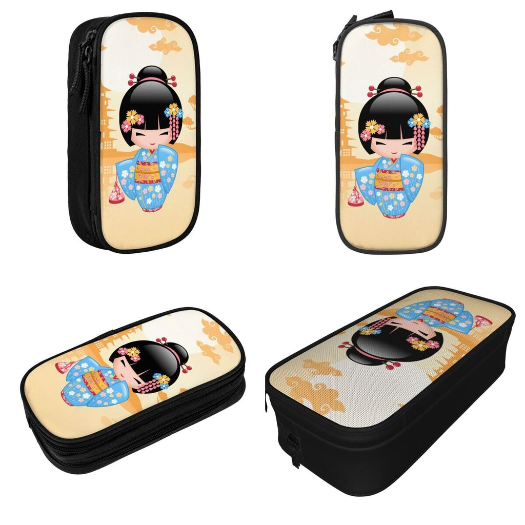 kawaiies-softtoys-plushies-kawaii-plush-Japanese-themed Blue Kokeshi Doll Sunset Pencil Case Pencil Case 