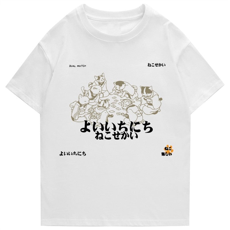 kawaiies-softtoys-plushies-kawaii-plush-Japanese-Themed Cats Card Games Unisex Tee Apparel White S 