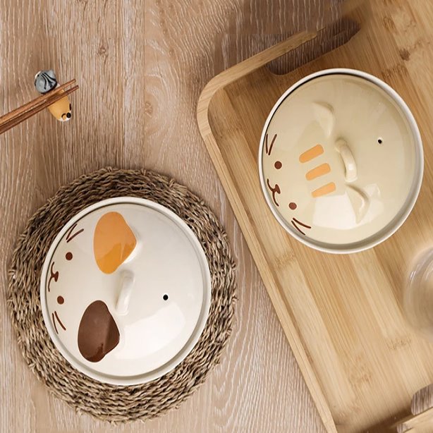 kawaiies-softtoys-plushies-kawaii-plush-Japanese-themed Ceramic Cat Bowls Home Decor 